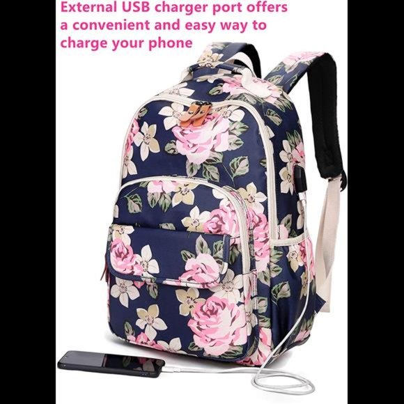 Water-resistant Floral School Backpack Travel Bag Girls Bookbags Satchel main image 4